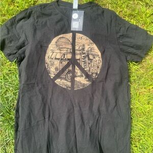 Black Peace Sign Graphic T-Shirt